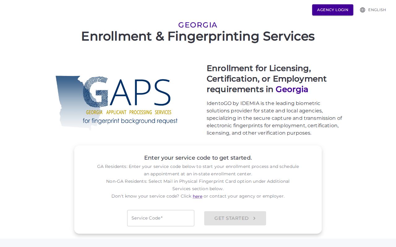 Fulton County arrest history GAPS fingerprint service code portal