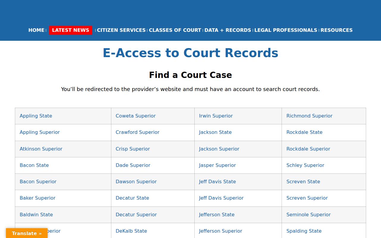 Fulton County criminal record Georgia court e-access directory