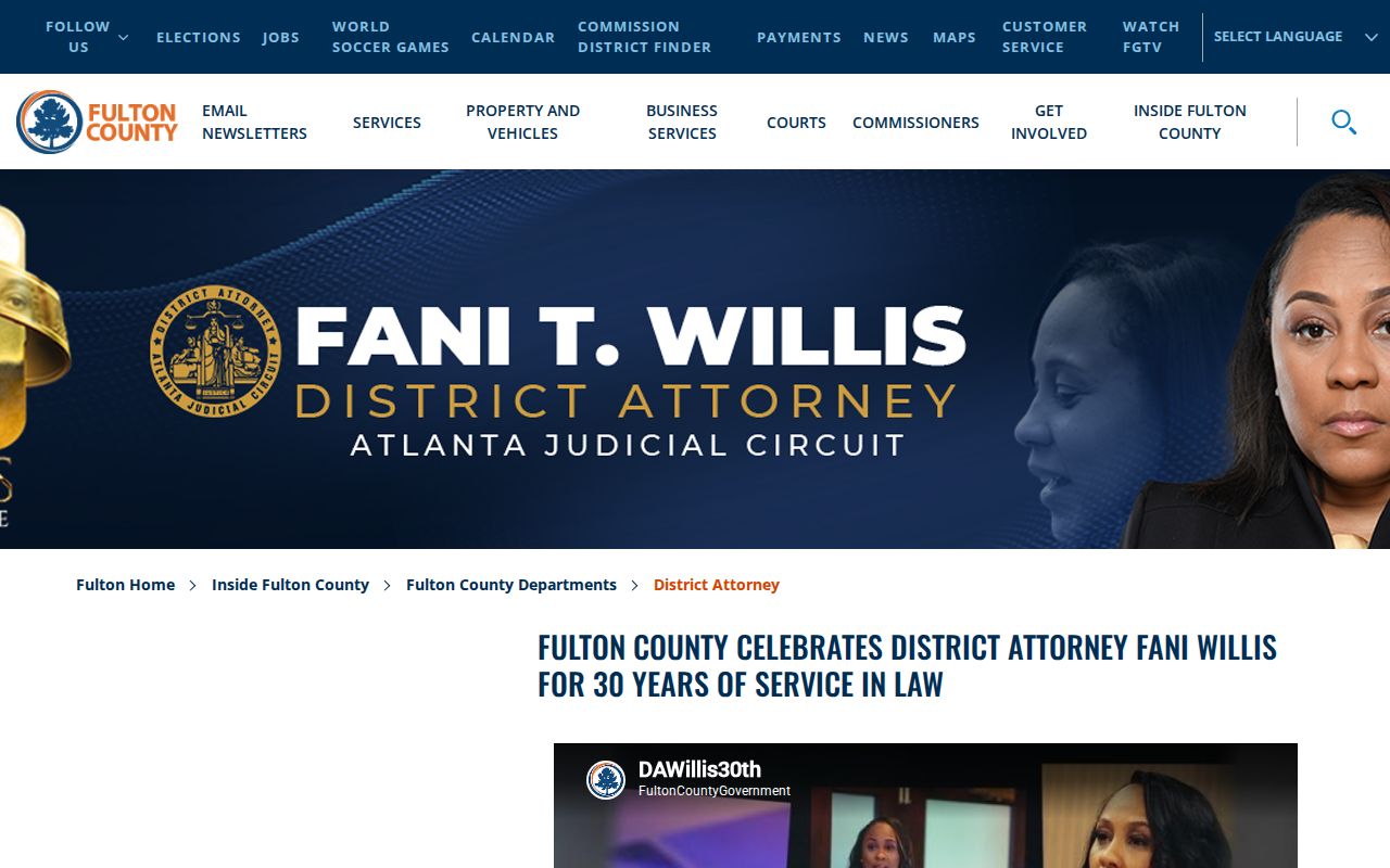 Fulton County criminal history District Attorney program page