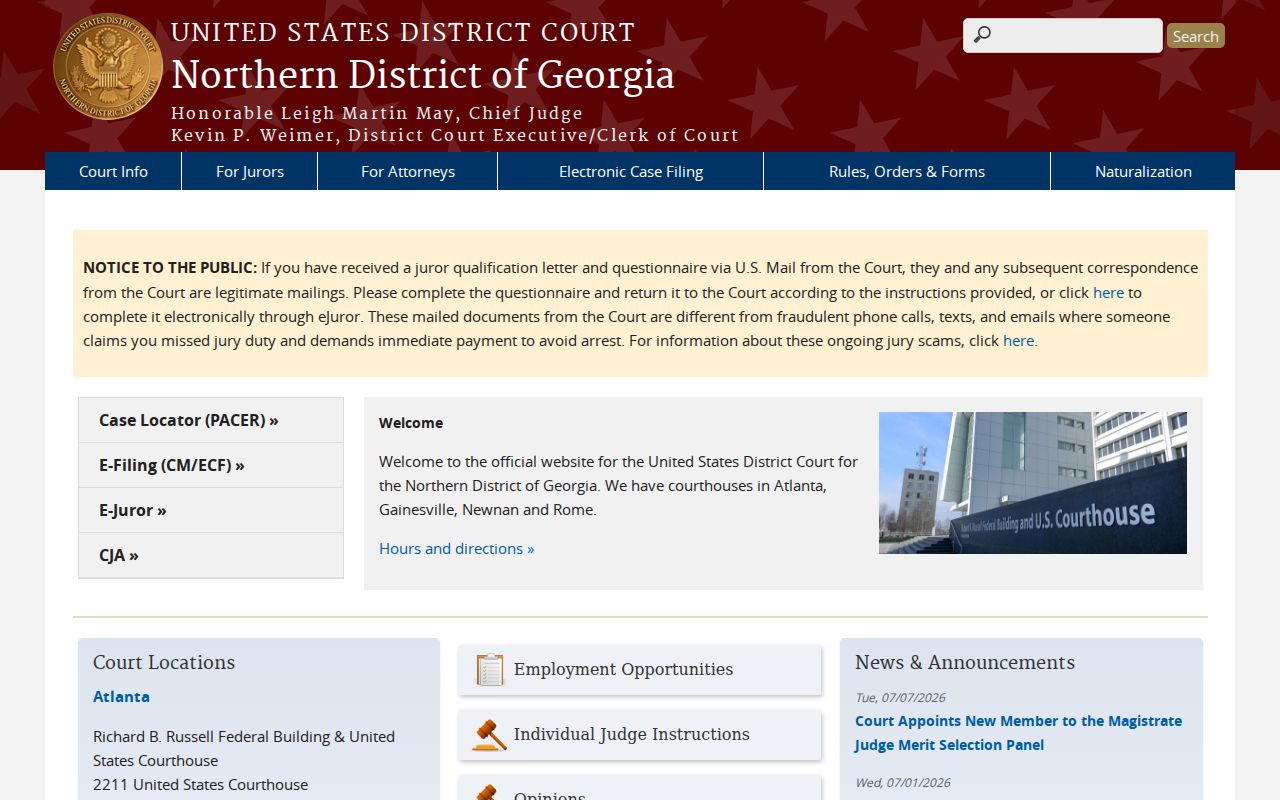 Fulton County criminal history Northern District of Georgia court site